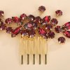 Rumtock Red Rhinestones Beads Gold Hair Comb for Wedding Brides Women Girls Sparkle Handmade Hair Jewelry Prom Banquet (Red)