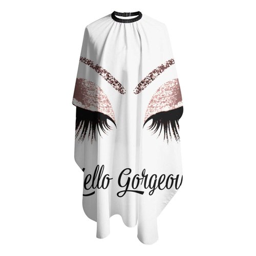 Carwayii Barber Cape Hello Girl Gorgeous Glitters Eyelash Professional Salon Apron Water Resistant Hair Cutting Cape Anti-Static Cosmetology Supplies Easy Clean Barbershop Kits For Women -55''X66''