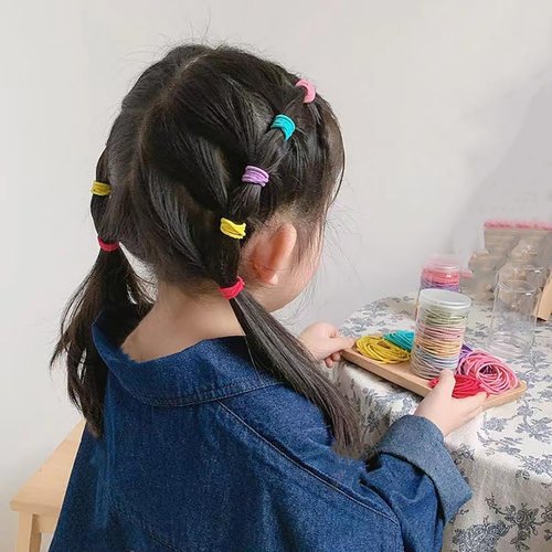 200 Pcs Colorful Simple Hair Ties Elastic Hair Rubber Bands No Damage Hair Elastics Small Thin Hair Scrunchies Colored Ponytail Holders for Daily Use