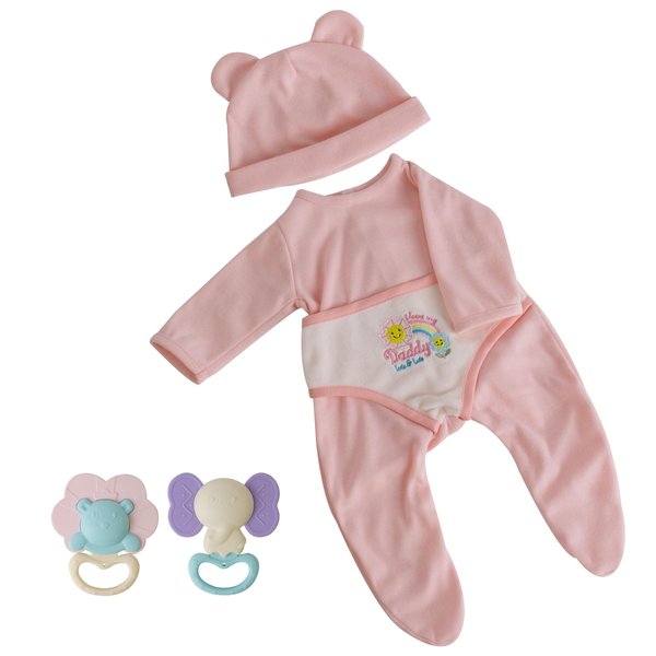 EKOKIZ Reborn Baby Dolls Clothes Pink Bear Patterned Baby Doll Clothes 17-22 Inches Realistic Baby Doll Clothes and Accessories for Newborn Girl Doll