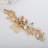 Teyglen Bride Crystal Wedding Hair Comb Champagne Rhinestone Bridal Side Comb Wedding Hair Accessories Teardrop Crystal Hair Piece Headpiece for Women Bride Girls (Champagne)