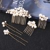 5PCS Pearl Bride Wedding Hair Comb Pearl Hair Pins Set Gold Bridal Side Comb U Shape Bridal Hair Clip Wedding Pearl Hair Combs Set Headpiece Vintage Bride Hair Accessories Wedding for Bridal(Gold)