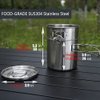 KOKKOYA 2 Piece Set Foldable Camping Cups & Mugs Camping Pot Cookware 304-Food-Grade Outdoor Camp Cooking Set with Vented lid,Stainless Steel Backpacking Cookware for Hunting