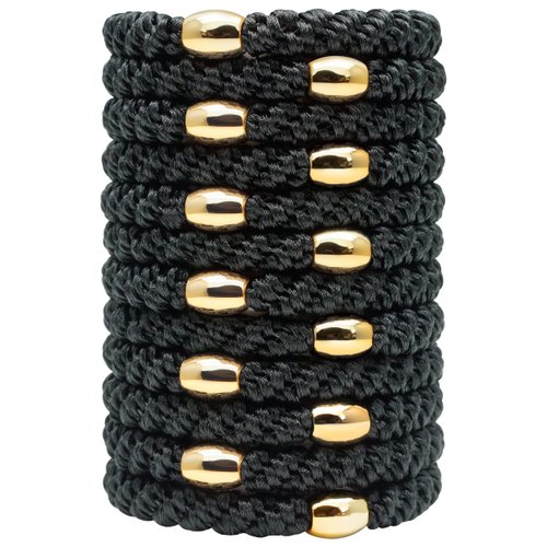 Qooocy Hair Tie Bracelets, Hair Ties for Women Girl, Ponytail Holders for Thick Hair, Superior Strong Stretchy Braided Hair Ties, No Slip Damage Crease Hair Bands-12Pcs, Black