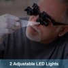 Hands Free Headband Magnifying Glasses Magnifier with Light Jewelers Glasses Eye Loupe with 2 LED Lights 8 Replaceable Lens for Diamond Art Accessories Repair (10X 15X 20X 25X)