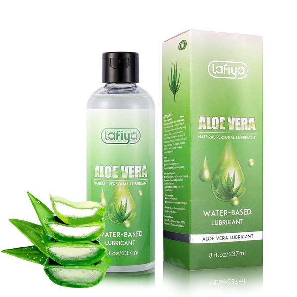 Lafiya Aloe Personal Lubricant, Organic Water Based Long Lasting Lube for Sex, Sexual Lubricant for Sensitive Skin 8 oz- Paraben Free