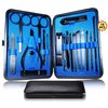 Manicure Pedicure Kit Nail Clippers Set 18 in 1 High Precision Stainless Steel Cutter File Sharp Scissors for Men & Women Fingernails & Toenails Vibrissac Scissors with Stylish Case (Blue_18in1)