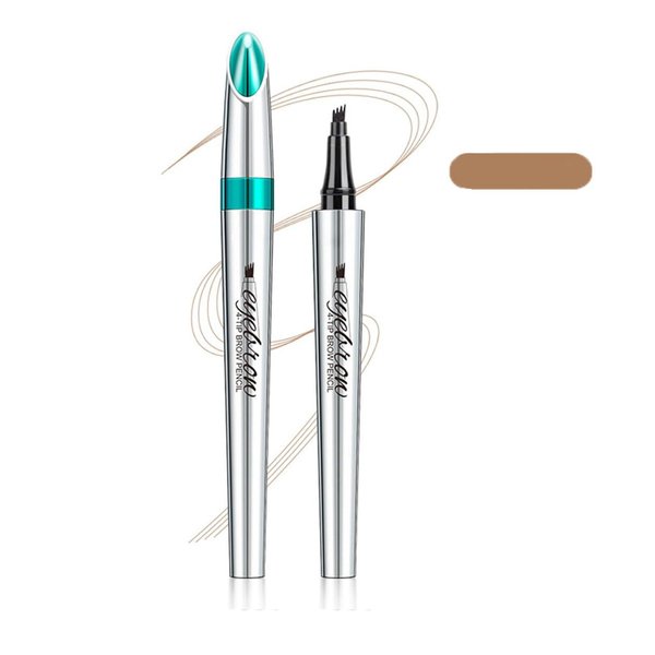 Eyebrow Pencil, 4 Tip Precision Waterproof Brow Pen, 3D Waterproof Microblading Eyebrow Pen 4 Fork Tip Tattoo Pencil, Liquid Waterproof Eyebrow Pencil, Eyebrow Microblading Pen (Light Brown)