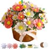 DIY Felt Flower Art Craft Kit, DIY Felt Daisy Bouquet Kit,Floral Gifts,Beginner Craft Kit,Arrange Pre-Cut Felt Flowers and Foliage