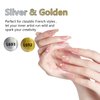 eodci 2pcs Metallic Gel Liner Nail Art Silver Bronze Gold Set, Nail Polish 10ml Build in Thin Brush Shine Soak Off UV/LED Manicure Silver&Gold