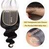 5x5 Transparent HD Lace Closure Body Wave human hair closure 12A Brazilian Virgin Human Hair Closure Free Part 100% Human Hair Extensions Pre Plucked Natural Black (18 Inch)