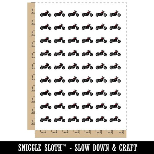 Motorcycle Motorbike Biker Vehicle Wheels Hog Temporary Tattoo Water Resistant Fake Body Art Set Collection - 54 1" Tattoos (1 Sheet)