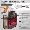2 Pcs MG90S 9g Micro Servo Motor Metal Gear Micro Servos Replace SG90 for Smart RC Robot Helicopter Airplane Controls Car Boat Plane Vehicle Models
