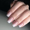 French Tip Press On Nails Short, SHOWMORE Baby Pink White Ombré Acrylic Fake Nails Medium Square Gradient Neutral Glue On Nails False Nails with Design Stick On Nails in 15 Sizes 30 Nail Kit with Glue