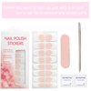 YOSOMK Gel Nail Strips, White Pink French Gel Nail Stickers, UV Free, Long Lasting 16 Nail Wraps for Women, French Tip Nail Polsih Stickers, Includes 1 Nail File, 1 Wooden Stick and 2 Prep Pad