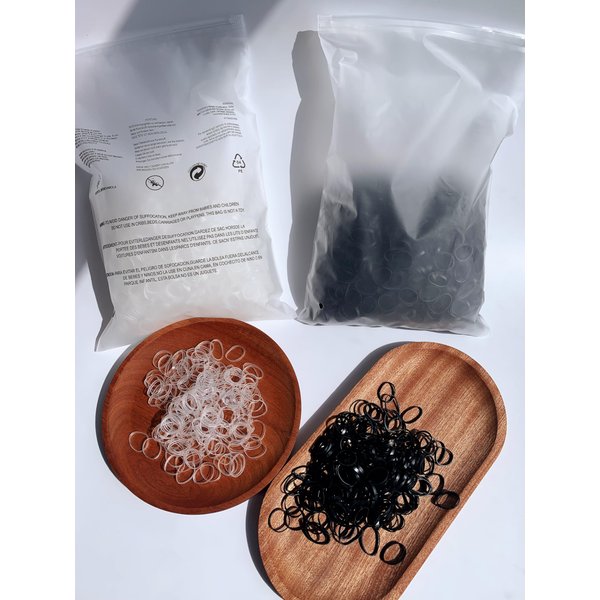 Lemeilleur 4000pcs Hair Elastics Rubber Bands, Clear Black Elastic Hair Ties Toddlers Girls Baby Hair Elastics Mini Small Braids Rubber Bands (Black & Clear)