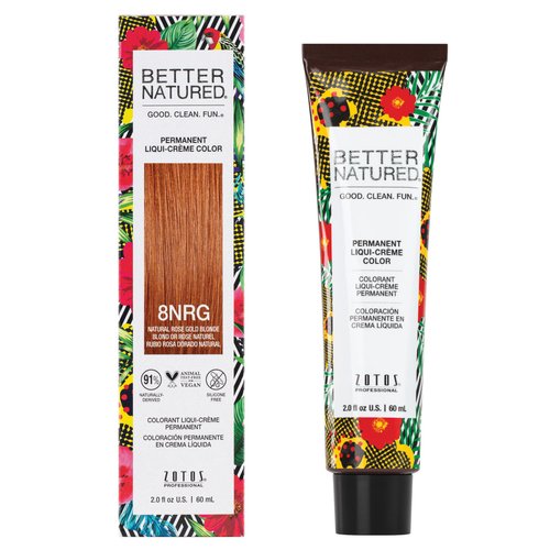 Better Natured Permanent 8NRG Natural Rose Gold Blonde Hair Color Dye - Naturally-derived, Vegan & 100% Gray Coverage that Lasts up to 8 Weeks