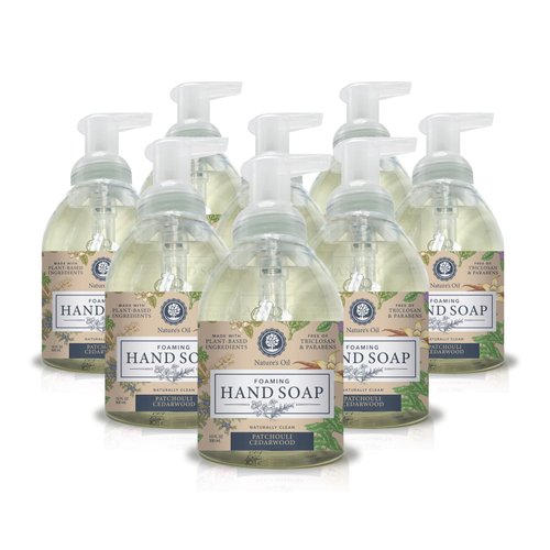 Nature's Oil Foaming Hand Soap, Patchouli Cedarwood, 10 Fluid Ounces (Case of 8)