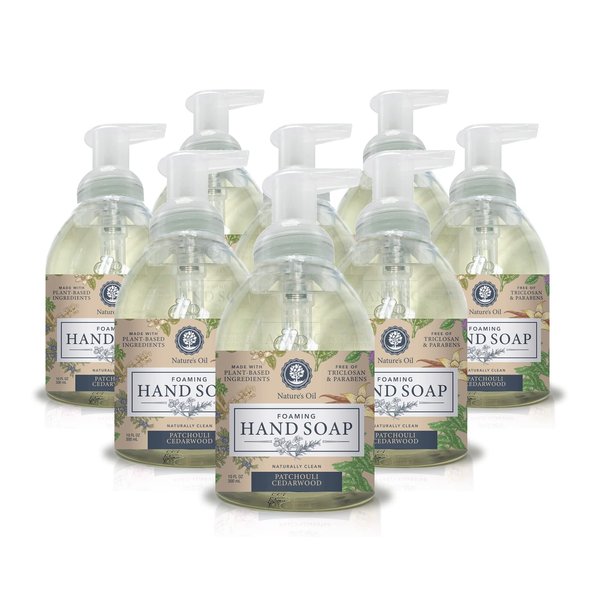 Nature's Oil Foaming Hand Soap, Patchouli Cedarwood, 10 Fluid Ounces (Case of 8)