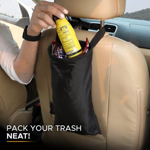 EcoNour Car Trash Can (2 Pack) | Car Trash Bag Hanging with Elastic Opening & Easy Mount | Car Garbage Can with Waterproof Oxford Material | Cute Car Accessories for Camping, Traveling & Outdoor