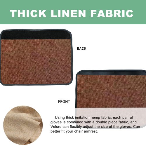 Ntomtuex Linen Office Chair Arm Covers Computer Chair Armrest Pads Covers Adjustable Desk Chair Arm Covers Wheelchair Armrest Protector, Set of 2, Brown