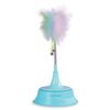 Catstages 2-in-1 Spring Toy Interactive Cat Toy and Topper for Cat Ball Track, Bat and Swat Spring Toy with Feathers and Bells, Blue