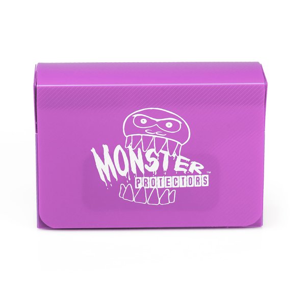 Monster Protectors Magnetic Double Deck Box - Purple, Holds 150 Gaming TCGs, Self-Locking Closure, Compatible w Standard & Smaller Size Gaming Trading Cards, Removable Construction