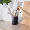 Kitchen Utensil Holder, 6.7" Utensil Holder for Kitchen Counter, Cooking Utensil Crock with Cork Bottom, Modern Farmhouse Kitchen Decor, Countertop Utensil Storage Organizer Caddy, Black
