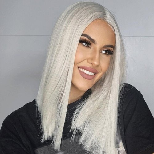 FINMOO Platinum Blonde Lace Front Wigs Human Hair Pre Plucked #60 Straight Human Hair Wig 13x4 HD Transparent Lace Frontal Wig Glueless Silver Lace Front Wigs for Women 22 Inch 180 Density