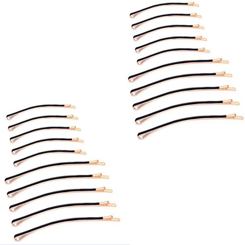 Jumbo Bobby Pins Metal Hair Pins 20pcs, Textention Black Curved Bobby Pins Metal Decorative Stylish Hair Accessories for Women and Girls, Perfect for Hair Styling(10 Long and 10 Short)