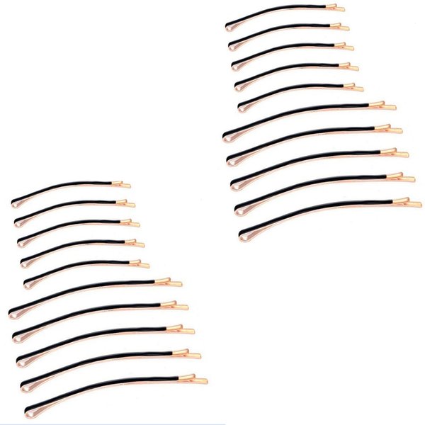 Jumbo Bobby Pins Metal Hair Pins 20pcs, Textention Black Curved Bobby Pins Metal Decorative Stylish Hair Accessories for Women and Girls, Perfect for Hair Styling(10 Long and 10 Short)