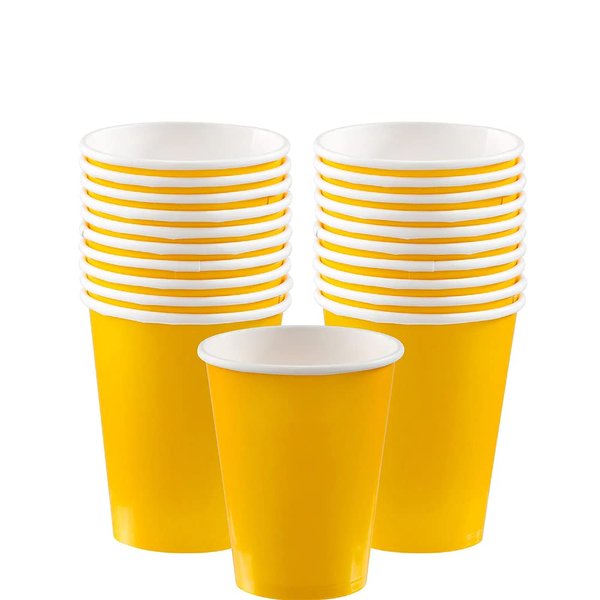 Vibrant Yellow Sunshine Paper Cups (Pack of 20) - 9 oz. - Perfect for Parties, Gatherings, Picnics & Home Use