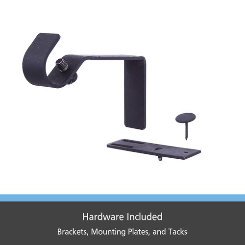 Kenney Fast Fit 5/8" No Measure Curtain Rod Brackets, Matte Black