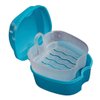 KISEER Denture Bath Case Cup Box Holder Storage Soak Container with Strainer Basket for Travel Cleaning (Light Blue)