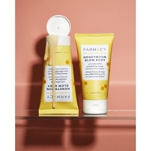 Farmacy Honeymoon Glow Body - AHA and BHA Body Serum with Hyaluronic Acid - Resurfacing Lactic Acid Body Lotion for Dry Skin