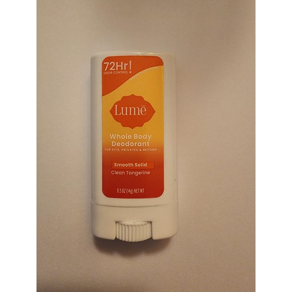 LUME Smooth Solid Mini Deodorant Stick - Whole Body Deodorant - Aluminum-Free, Baking Soda Free, Hypoallergenic, Safe For Sensitive Skin - 0.5oz (Clean Tangerine), Pack of 1