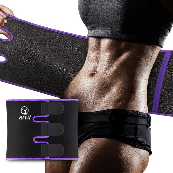 RIYA Waist Trimmer Sweat Waist Trainer for Women Waist Sweat Belt Band Belly Stomach Wrap Purple