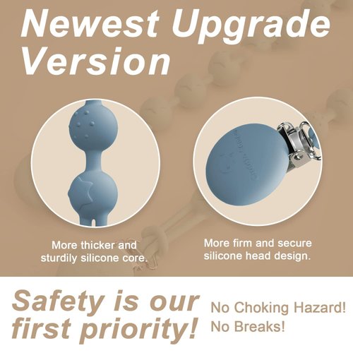 Cuddle Campus Silicone Pacifier Clip Holder with One Piece Design, Pack of 4 Soft Flexible Binky Clips with Texture for Baby Boy and Girl