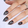 Press On Nails Short Almond, SHOWMORE Black Glitter Shimmer Acrylic Fake Nails Medium Galaxy Glue On Nails False Nails with Design Reusable Stick On Nails in 12 Sizes 24 Nail Kit with Glue (Handmade)