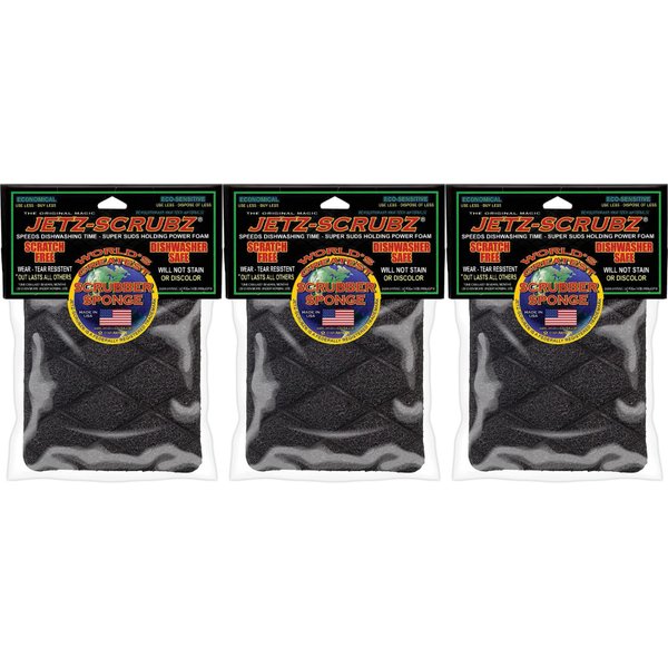 The Original Magic Jetz Scrubz J27 Scrubber Sponge Rectangle, Pack of 3
