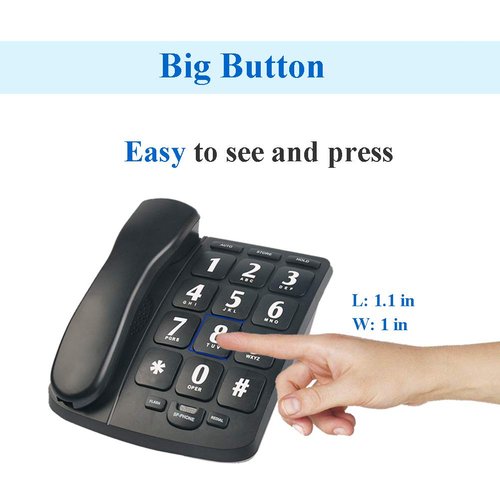 Big Button Phone for Elderly, HePesTer P-02 Amplified Corded Phone for Hearing Impaired Aid with Extra Loud Ringer Landline Telephone for Seniors Home House Phone Wall Mountable