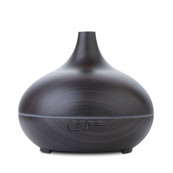 EcoGecko Dark Wood Grain Look Essential Oil Diffuser, Ultrasonic Diffusing Cool Mist Humidifier with Timers for Office Home Bedroom Baby Room Study Yoga Spa, with Timer and 7 Color Night Light