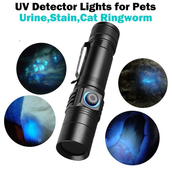 I0DO 365nm Shortwave Uv Light for Minerals Rock Hunting Black Light Strong Blacklight Flashlight for Resin Curing,Pet Urine Detector,AC Leak Detector,Mineral Hunting UV Flashlight