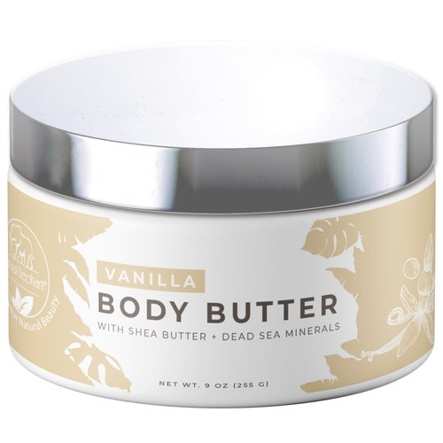 Natural Elephant Body Butter with Shea Butter, Dead Sea Minerals & Vitamin E - Luxurious Moisturizer, Hydrating Cream, Cruelty-Free, Paraben-Free, 9 oz (Vanilla)