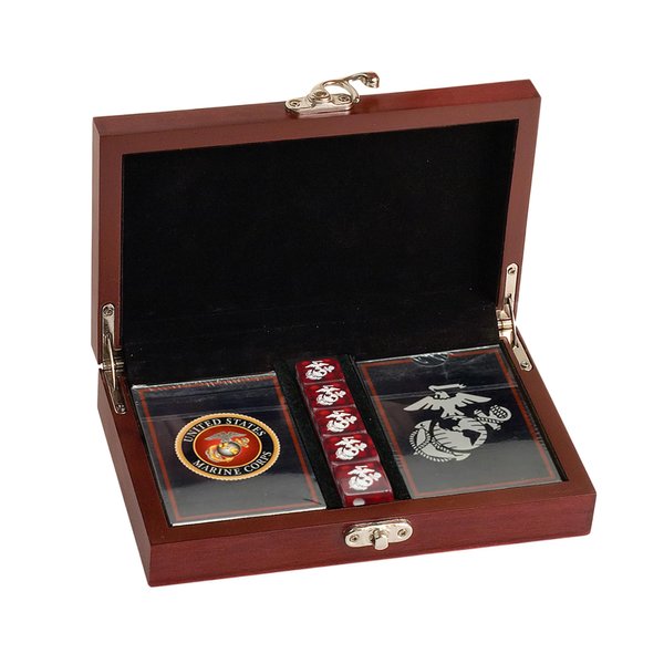 USMC Playing Cards with Marine Corps Dice Gift Set - Show Your Marine Pride with This Officially Licensed Deck and Dice Combo - Great Gift for Marines