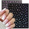 Star Nail Stickers for Nail Art, 6Pcs 3D Self-Adhesive Gold Silver Laser Stars Nail Art Stickers Shiny Crystal Design Star Sticker for Nails DIY Accessories Luxury Nail Decals Women Manicure Supplies