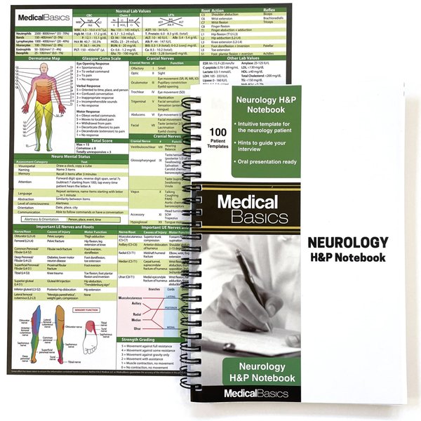 Neurology H&P Notebook Medical History and Physical notebook, 100 medical templates with perforations