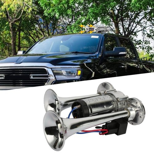 600DB Super Loud Dual Electric Air Horns Kit for Vehicles - With Compressor, Applicable for Cars, SUVs, Trucks, Boats