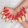 Artquee 24pcs Red Pure Color Ballerina Long Coffin Glossy Fake Nails Press on Nail False Tips Manicure for Women and Girls