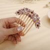 Aimimier Flower Crystal French Hair Comb Sparkling Rhinestone Gem Side Combs Long Teeth Hair Piece Wedding Hair Accessories for Women Girls(Purple)